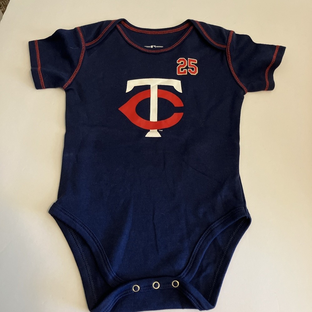 Team Athletics Minnesota Twins Bodysuit Infant 6/9M Navy NWOT Byron Buxton #25